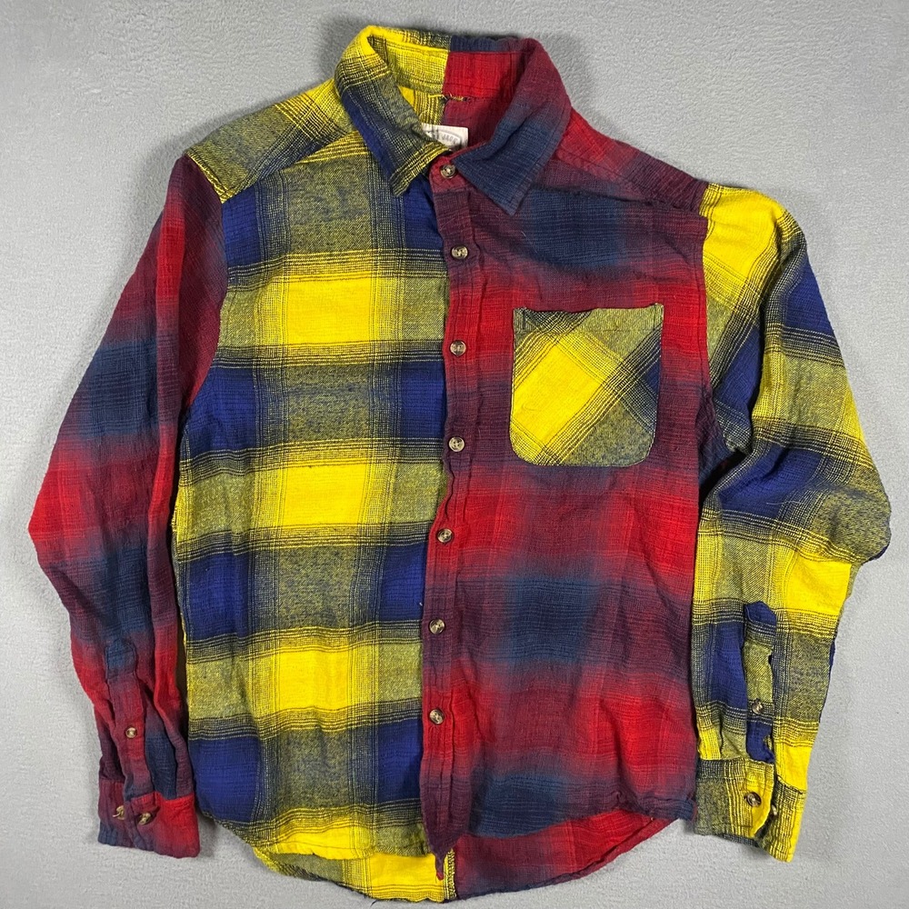 Black Jack Flannel Shirt Mens Medium Multi Color Colorblock Plaid Button Up